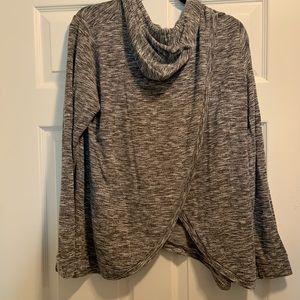 Gray hooded sweater with open back